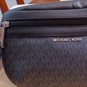 Michael Kors Black Monogram Bag (Strap Removed) Perfect as Makeup Bag or Clutch